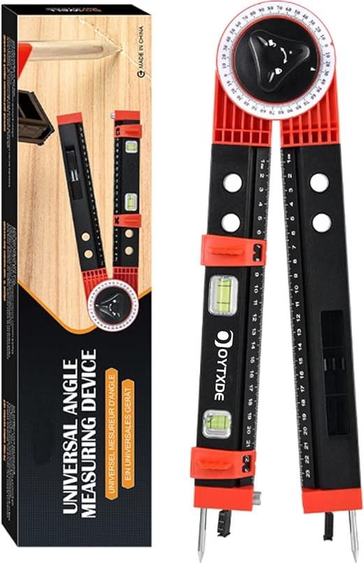 Carpentry Protractor – Adjustable 0-180° Steel Angle Finder with Bubble Level, 100mm Throat Depth | Graduated Scale, Lock Nut | UAE Joinery Cabinet Making Professional Angle Gauge 